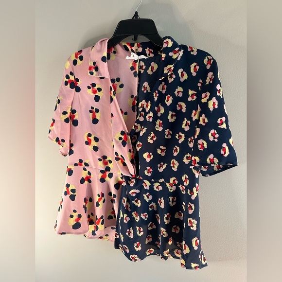 BCBG Generation Floral Light Womens short Sleeve Top/Blouse medium - Picture 3 of 8